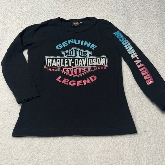 Harley Davidson Little Girl’s L/S Genuine Legend Tee, EUC, Size 6/6X - Picture 1 of 9
